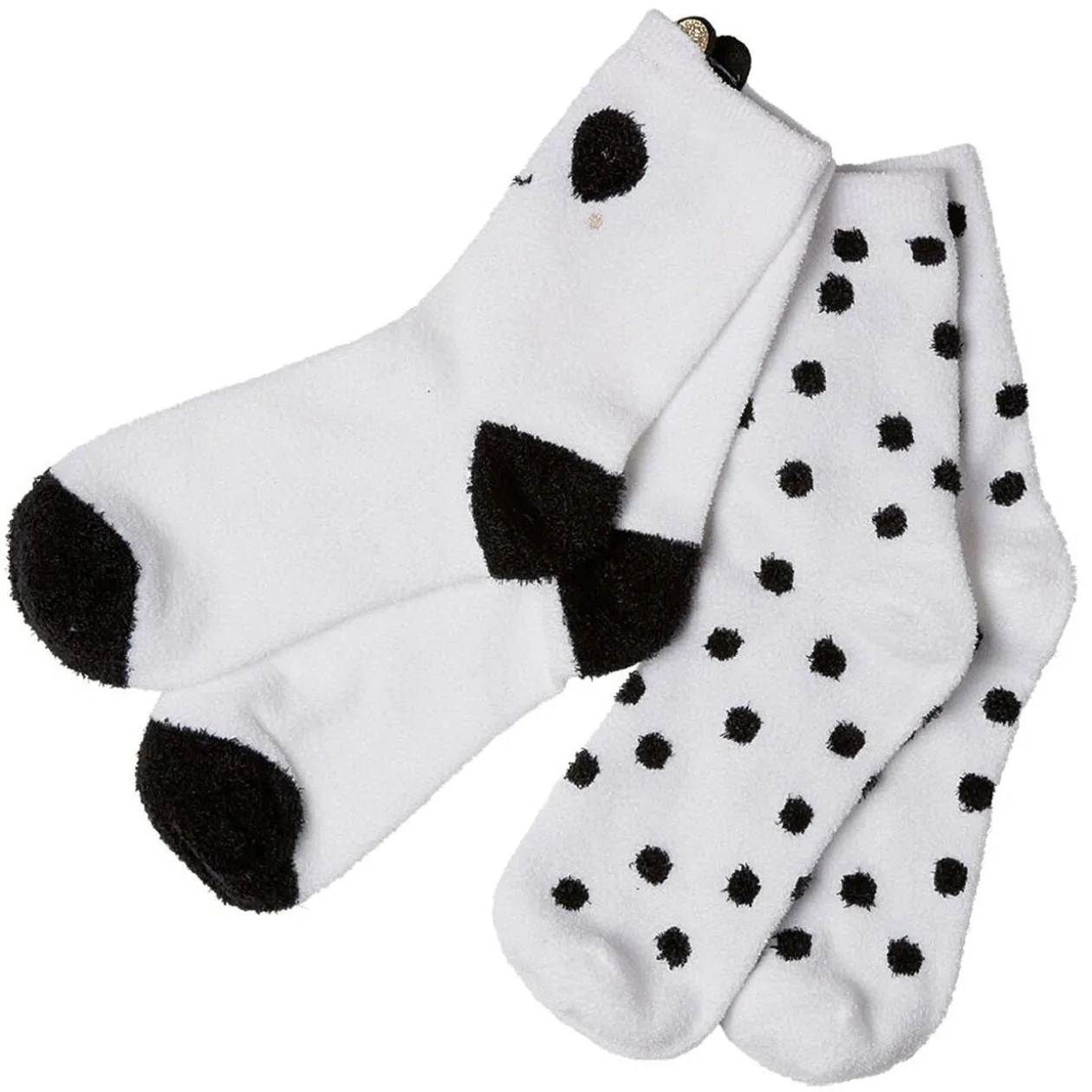 Chaussettes fantaisie motif chat et pois noir x2