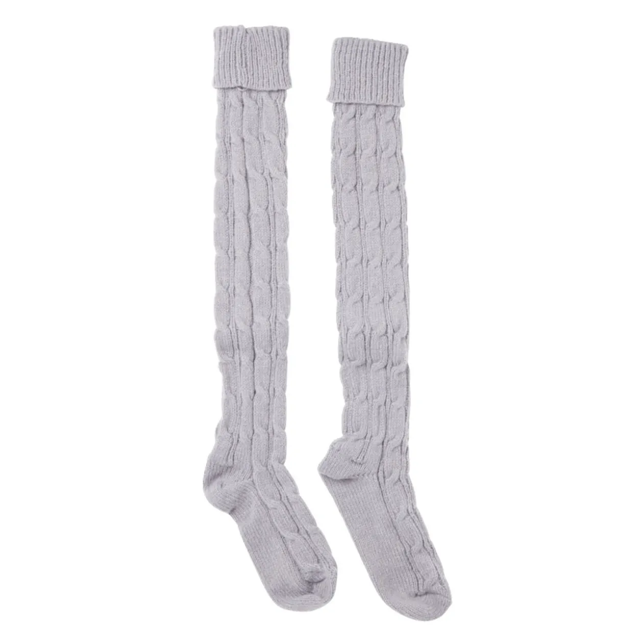 Chaussettes hautes style tricot femme grises ou blanches