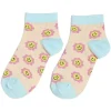 Chaussettes originales basses motif smiley rose/bleu - T36/40