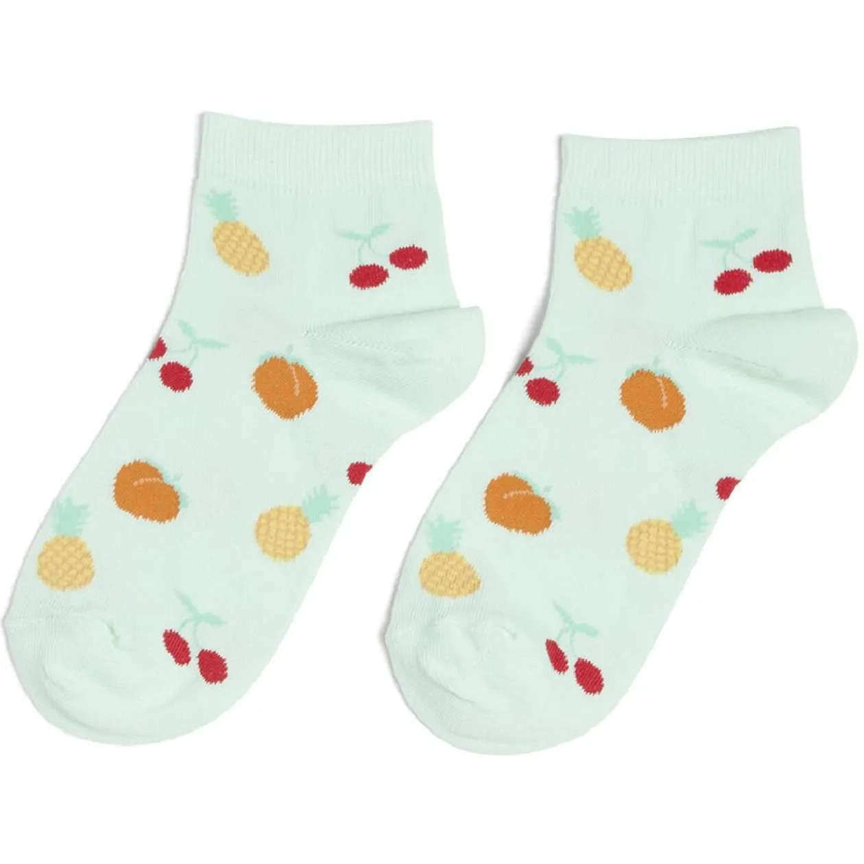 Chaussettes originales basses motif pêche/ananas/cerise - T36/40