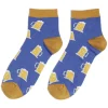 Chaussettes originales basses motif bière bleu/jaune - T41/45