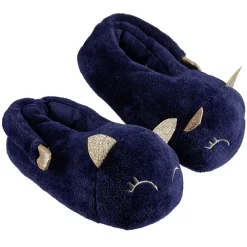 Chaussons adulte design chat bleu et doré