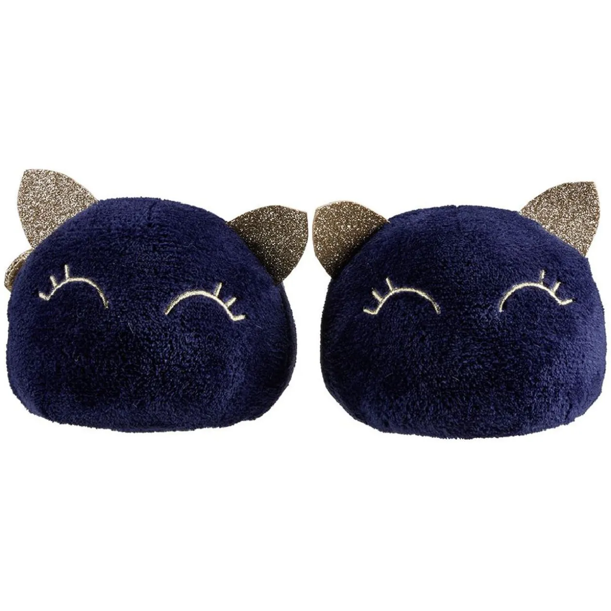 Chaussons adulte design chat bleu et doré