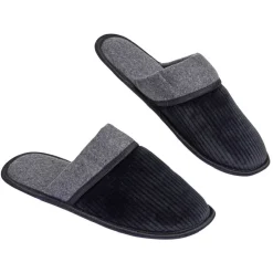 Chaussons adulte fourrés noir et gris
