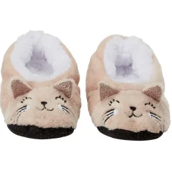 Chaussons ballerines enfant chat marron