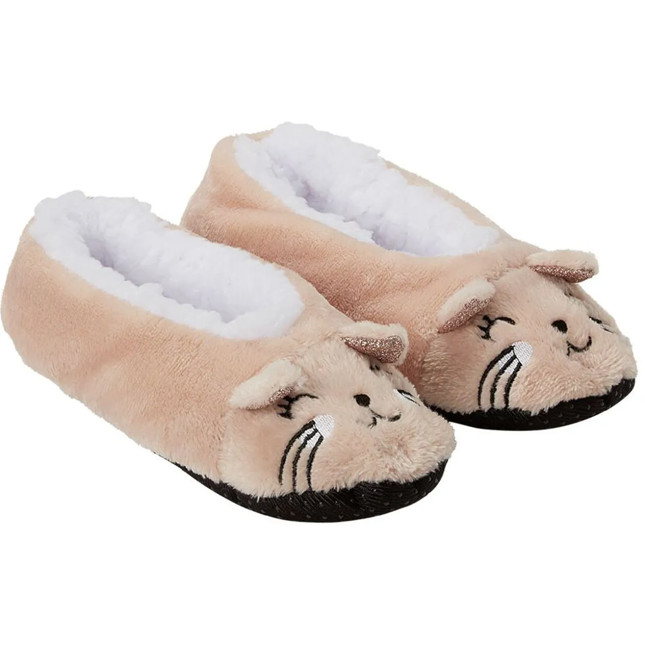 Chaussons ballerines enfant chat marron