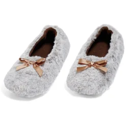 Chaussons ballerines femme de Noël gris