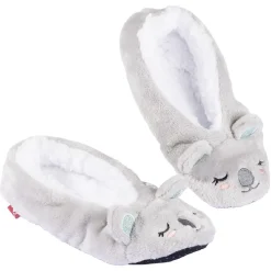 Chaussons ballerines fourrés enfant design koala gris