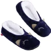 Chaussons ballerines fourrés adulte design chat bleu