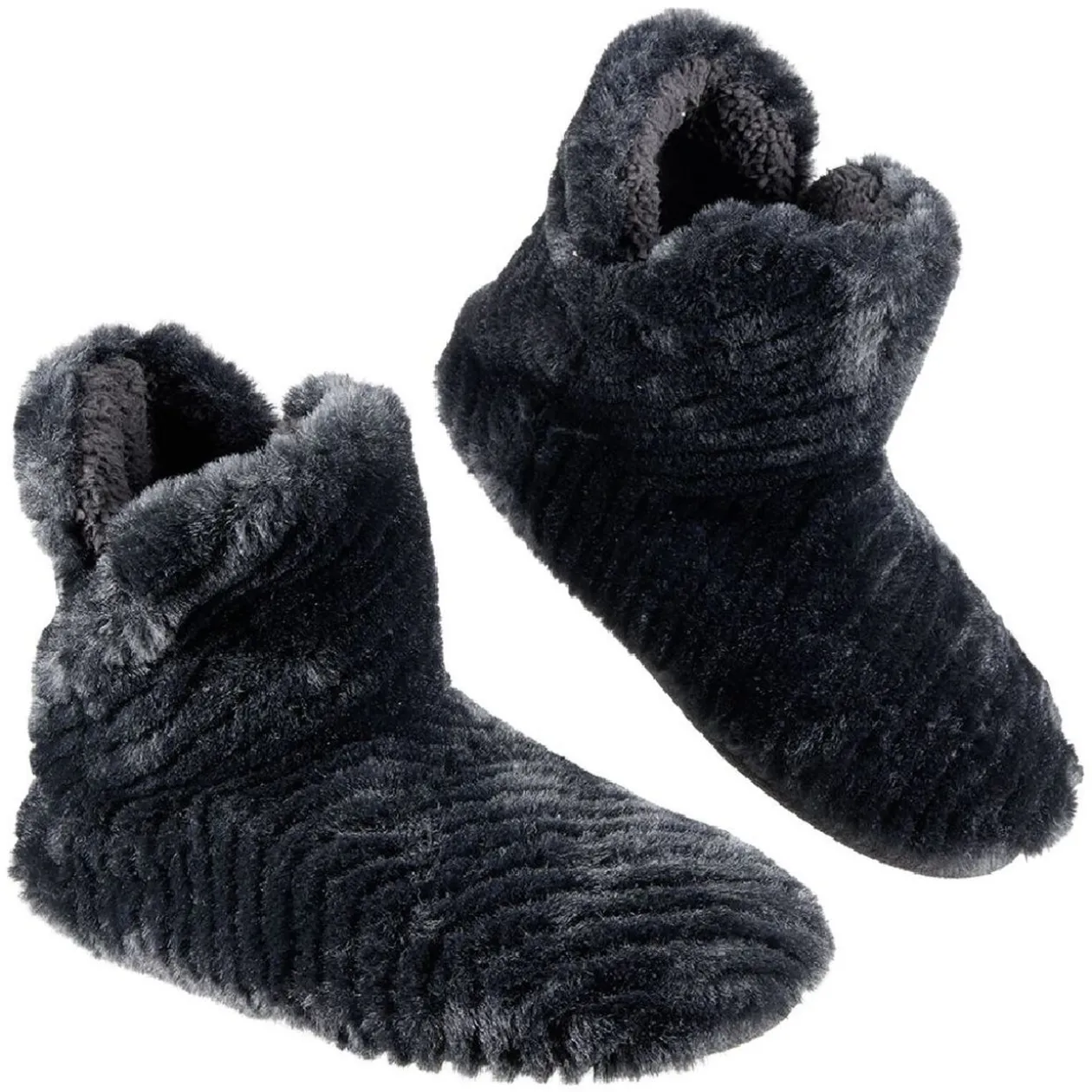 Chaussons bottes adulte fourrés uni noir