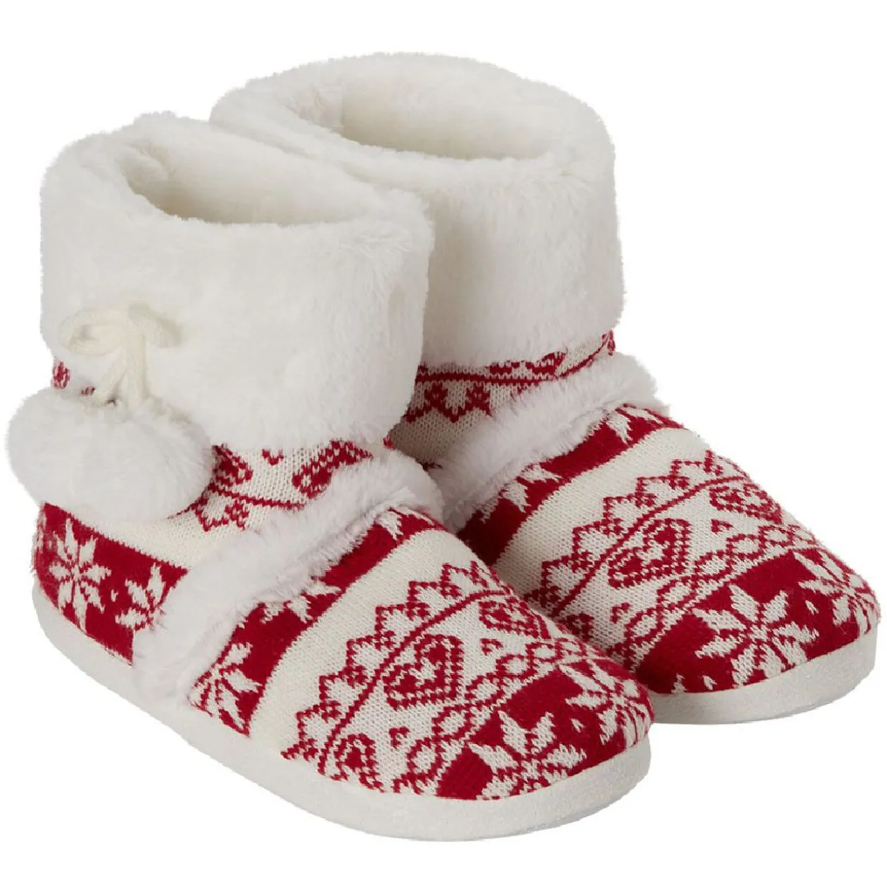 Chaussons bottes de noël rouge et blanc