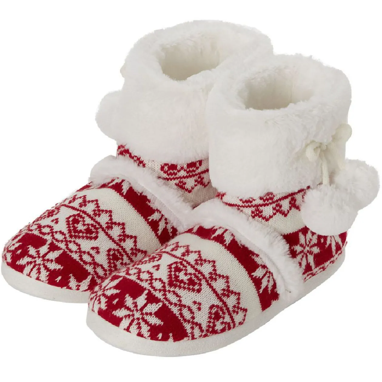 Chaussons bottes de noël rouge et blanc