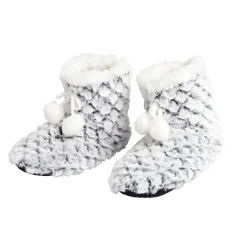Chaussons bottes nid d'abeille à pompons pointure 36 à 41