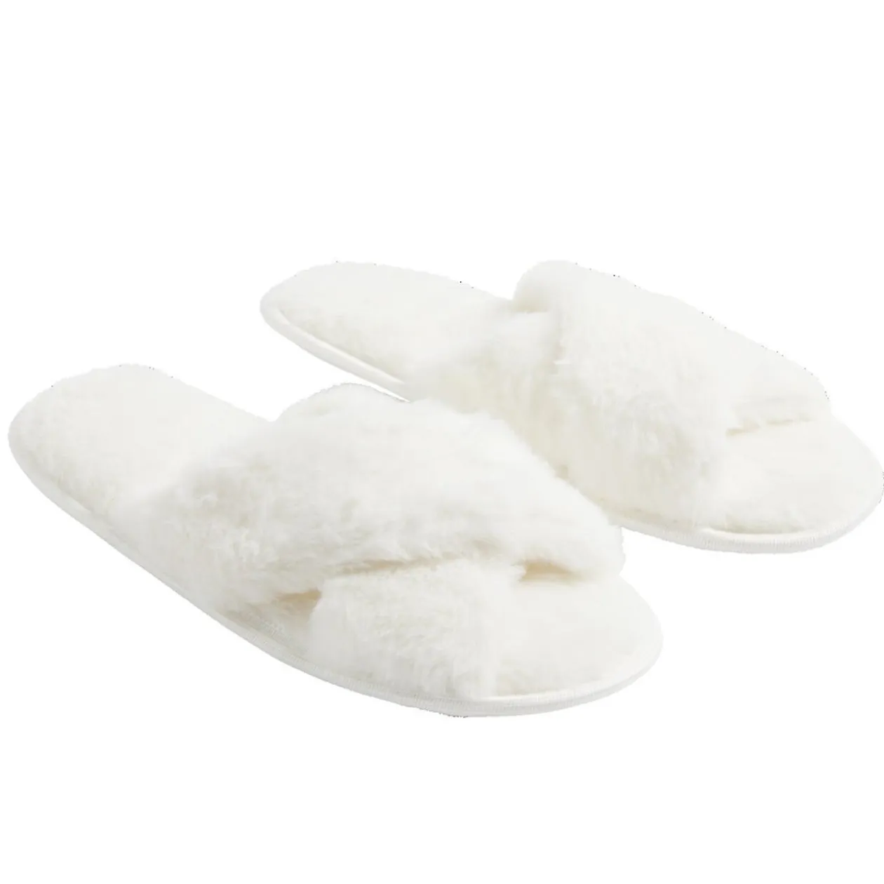 Chaussons femme blanc peluche brides croisée T38/39