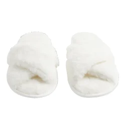 Chaussons femme blanc peluche brides croisée T36/37
