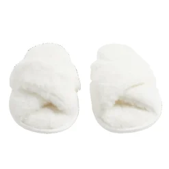 Chaussons femme blanc peluche brides croisée T40/41