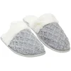 Chaussons femme mule effet tricot gris blanc T36/41
