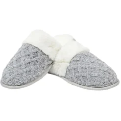Chaussons femme mule effet tricot gris blanc T36/41