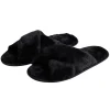 Chaussons femme noir peluche brides croisée T38/39