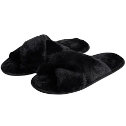 Chaussons femme noir peluche brides croisée T38/39