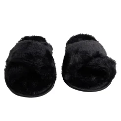 Chaussons femme noir peluche brides croisée T38/39
