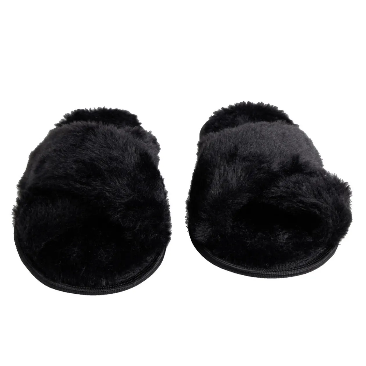 Chaussons femme noir peluche brides croisée T38/39