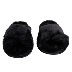 Chaussons femme noir peluche brides croisée T40/41