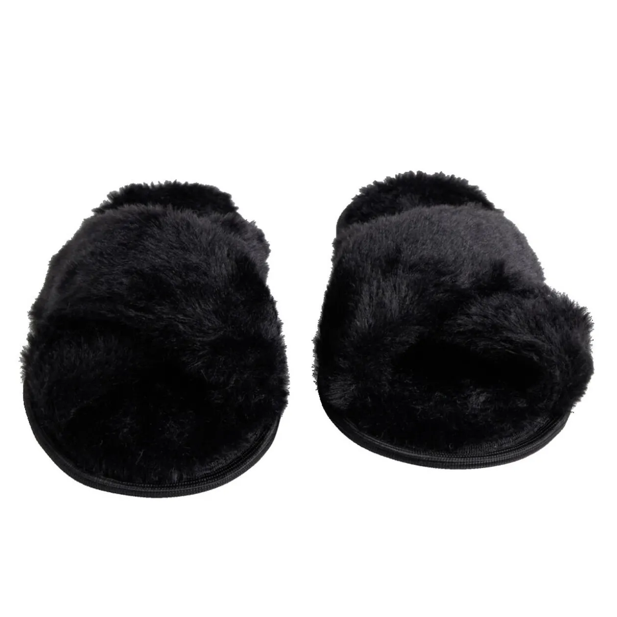 Chaussons femme noir peluche brides croisée T40/41