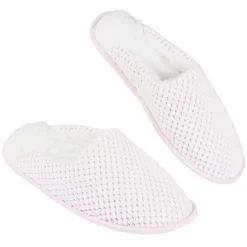 Chaussons mules adulte rose et blanc