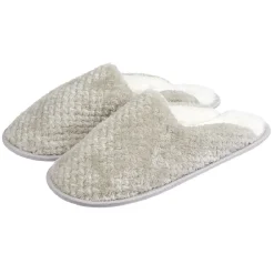 Chaussons mules motif zig zag gris femme