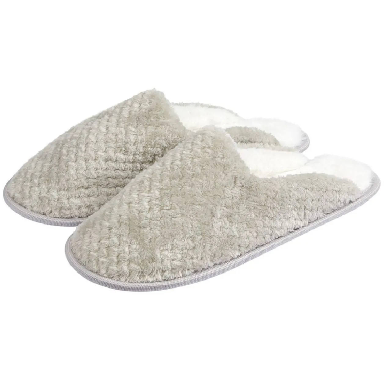 Chaussons mules motif zig zag gris femme