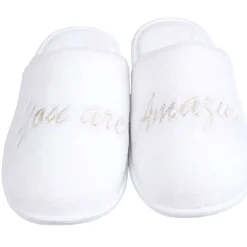 Chaussons mules you are amazing blanc femme
