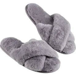 Chaussons ouverts imitation fourrure