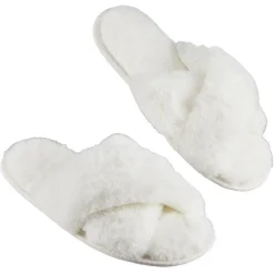 Chaussons ouverts imitation fourrure