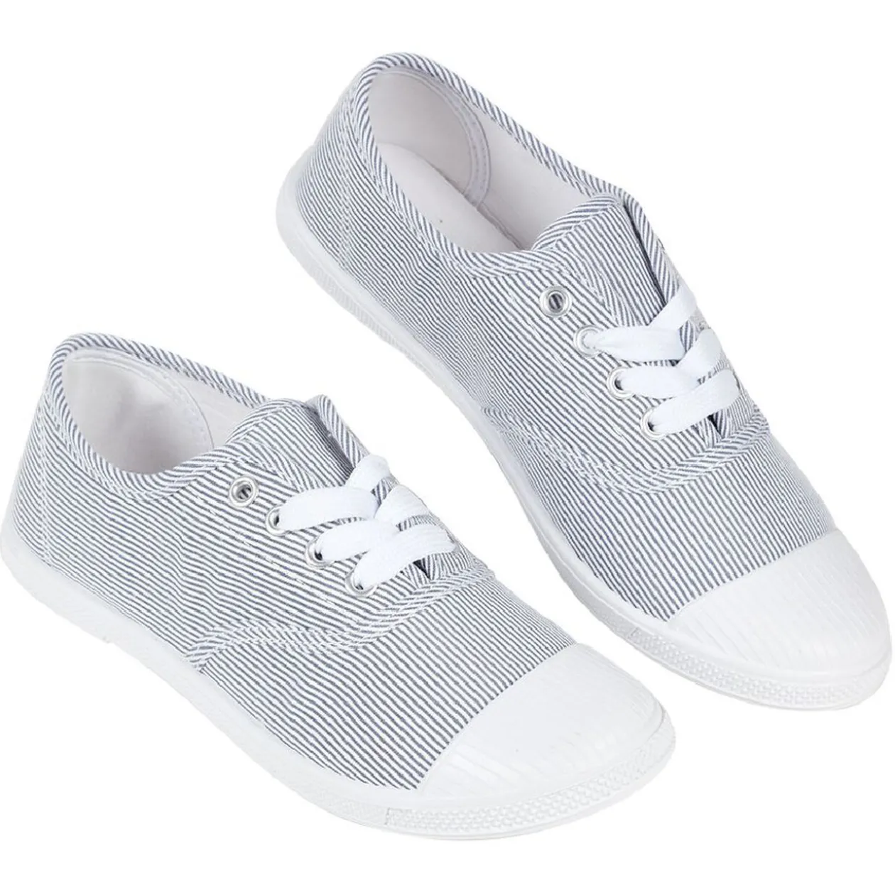 Chaussures en toile de coton rayures bleu et blanc t 36