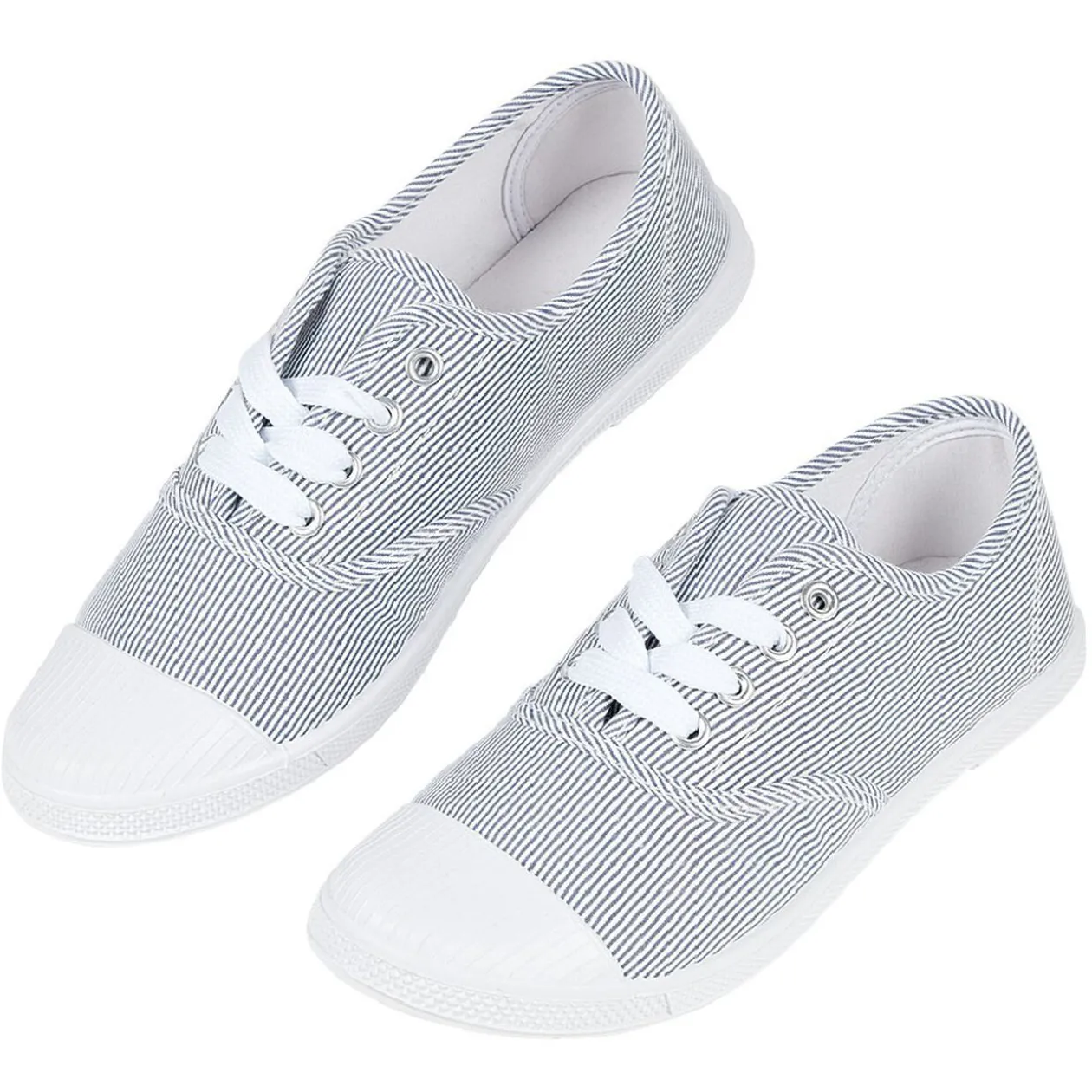 Chaussures en toile de coton rayures bleu et blanc t 38