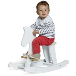 Cheval à bascule blanc en bois