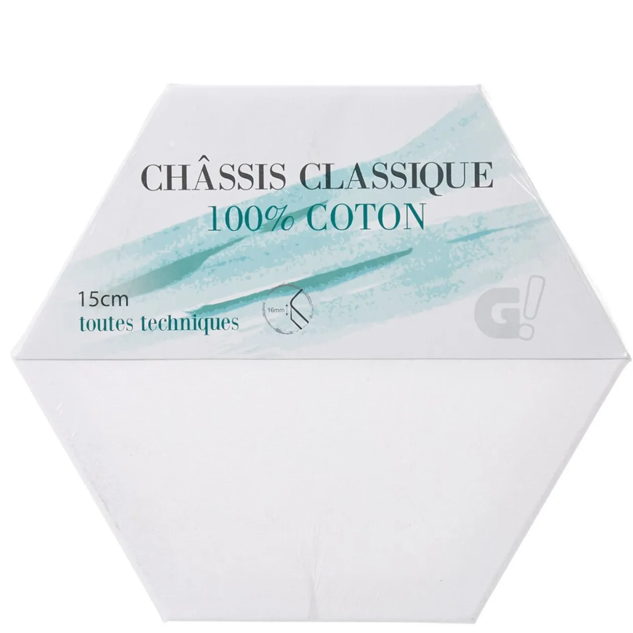 Châssis entoilé hexagonal blanc 30 cm