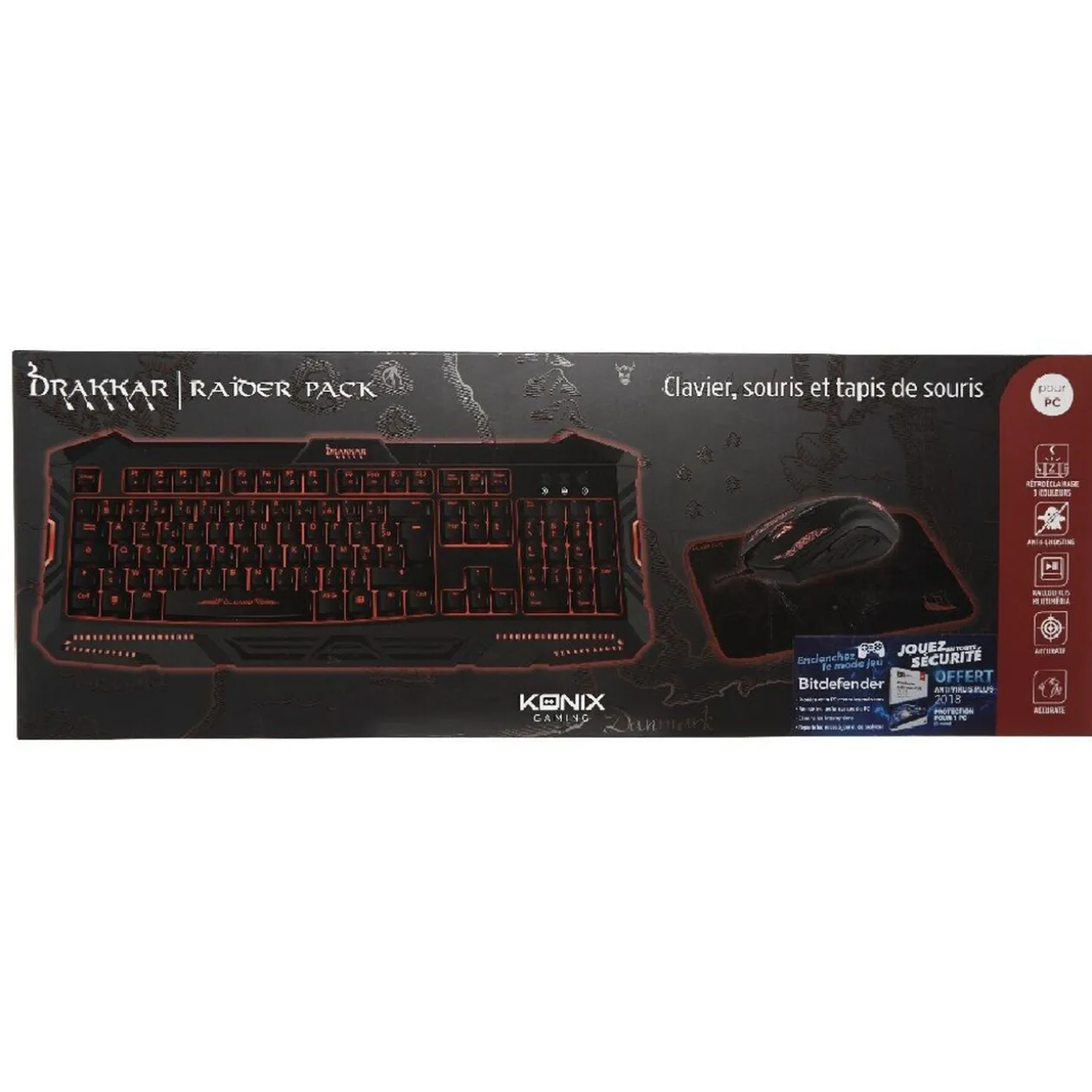 Clavier gaming avec souris et tapis de souris pour PC