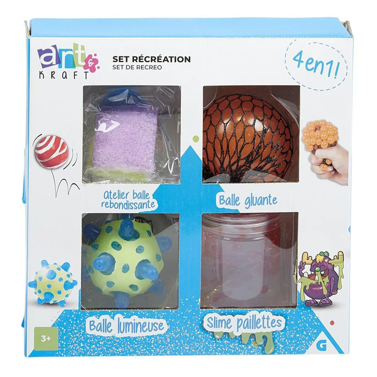 Coffret 4 en 1 balle et slime