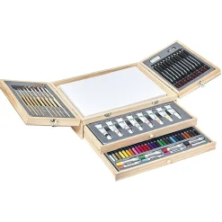 Coffret à peinture en bois 83 pièces