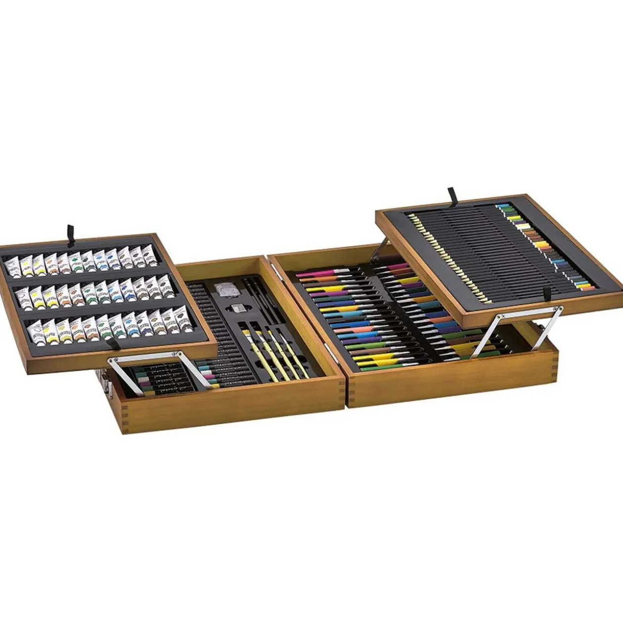 Coffret artiste en bois dessin et peinture 174 pièces
