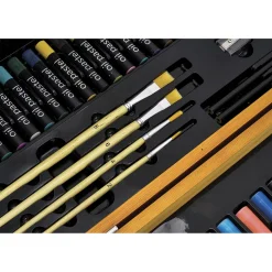 Coffret artiste en bois dessin et peinture 174 pièces