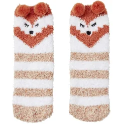 Coffret chaussettes en maille doudou motif rayé beige marron