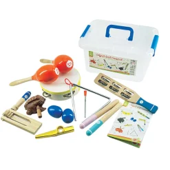 Coffret éveil musical intruments bois x9