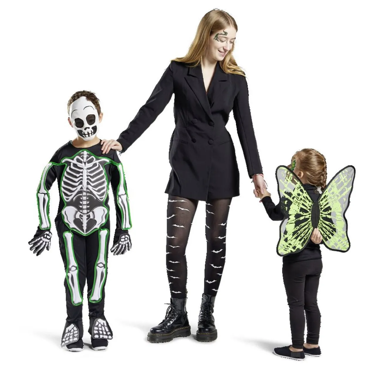 Collant Halloween adulte phosphorescent motif chauve-souris T.unique