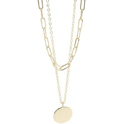 Collier 2 rangs médaillon métal doré 40x8x2