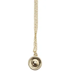 Collier 3 rangs pompon métal doré 40x8x2