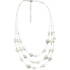 Collier câble 3 rangs avec perles