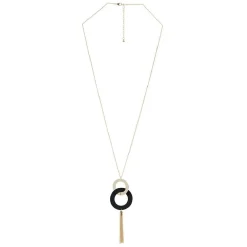 Collier chaîne avec pendentif pompon noir doré